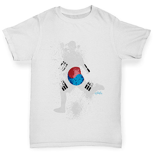 funny t shirts for boys Football Soccer Silhouette South Korea Boy's T-Shirt Age 12-14 White