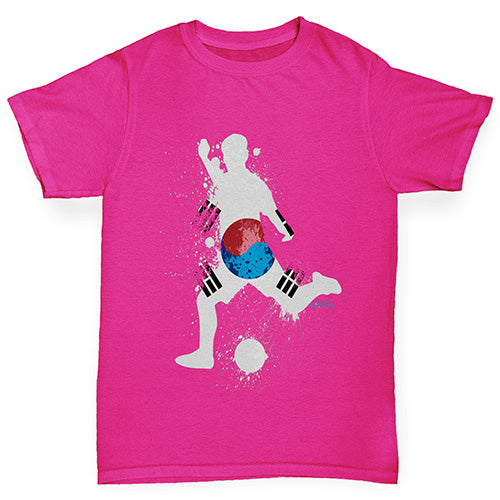 funny t shirts for girls Football Soccer Silhouette South Korea Girl's T-Shirt Age 5-6 Pink