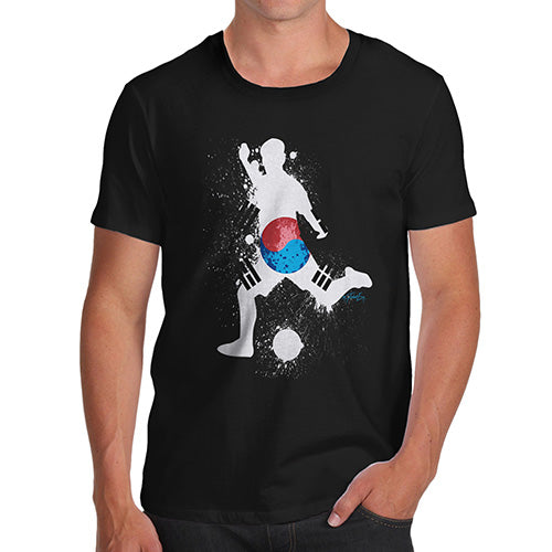 Funny T-Shirts For Guys Football Soccer Silhouette South Korea Men's T-Shirt Small Black