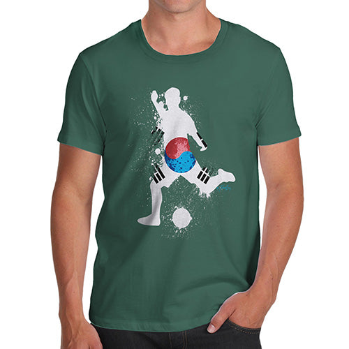 Funny Mens T Shirts Football Soccer Silhouette South Korea Men's T-Shirt Small Bottle Green