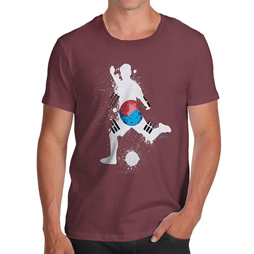 Funny Gifts For Men Football Soccer Silhouette South Korea Men's T-Shirt Medium Burgundy