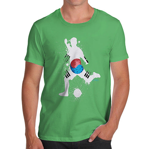 Funny Mens T Shirts Football Soccer Silhouette South Korea Men's T-Shirt X-Large Green