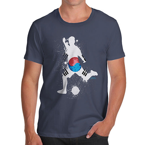 Funny Tee Shirts For Men Football Soccer Silhouette South Korea Men's T-Shirt Medium Navy