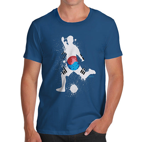 Novelty Tshirts Men Funny Football Soccer Silhouette South Korea Men's T-Shirt X-Large Royal Blue