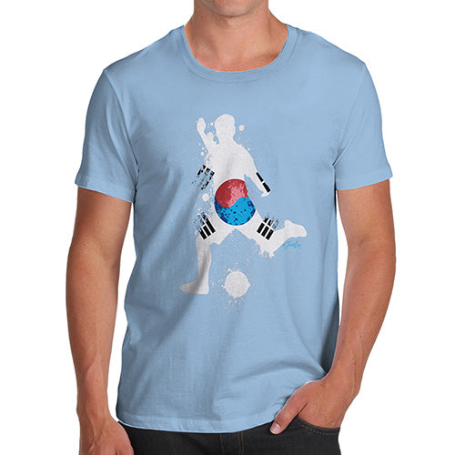 Funny T-Shirts For Men Sarcasm Football Soccer Silhouette South Korea Men's T-Shirt Small Sky Blue