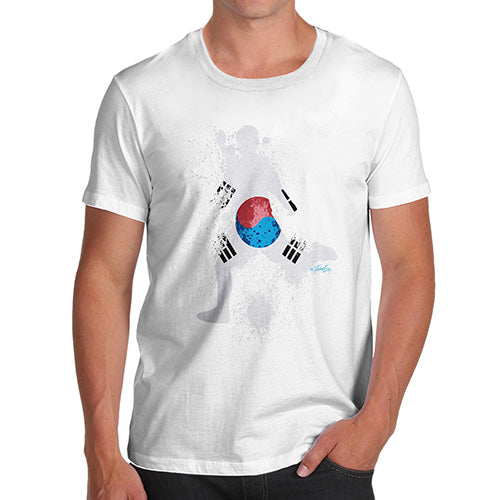Funny T Shirts For Men Football Soccer Silhouette South Korea Men's T-Shirt X-Large White