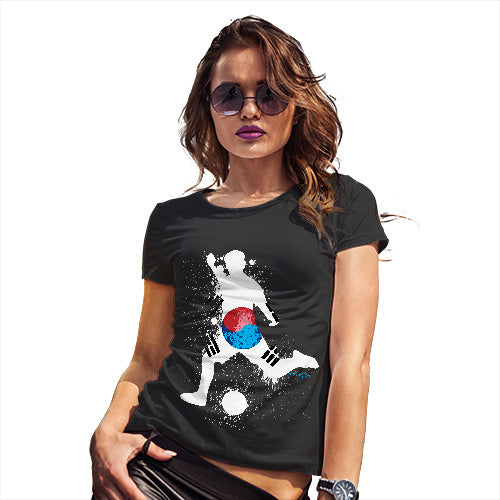 Funny T Shirts For Mum Football Soccer Silhouette South Korea Women's T-Shirt Large Black