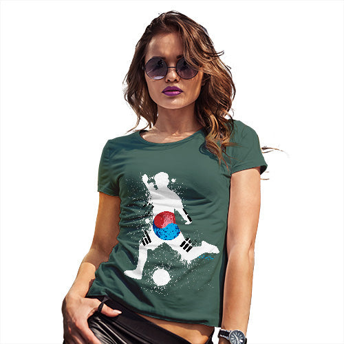 Funny Shirts For Women Football Soccer Silhouette South Korea Women's T-Shirt X-Large Bottle Green