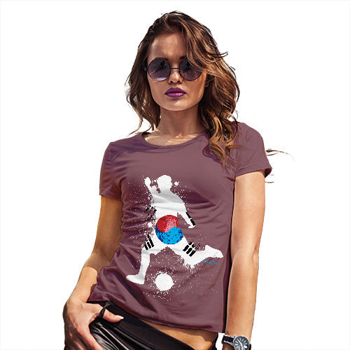 Funny T Shirts For Mum Football Soccer Silhouette South Korea Women's T-Shirt X-Large Burgundy