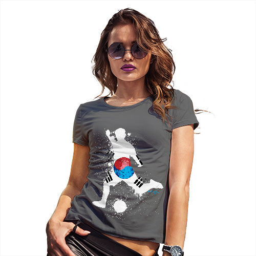 Womens Novelty T Shirt Football Soccer Silhouette South Korea Women's T-Shirt Large Dark Grey