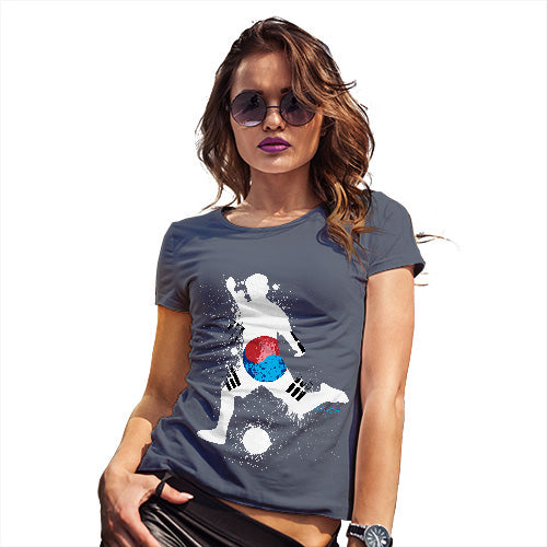 Funny T Shirts For Mum Football Soccer Silhouette South Korea Women's T-Shirt X-Large Navy