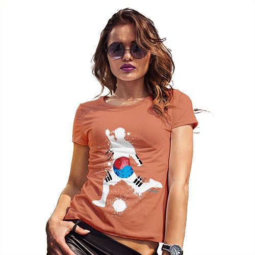 Womens Humor Novelty Graphic Funny T Shirt Football Soccer Silhouette South Korea Women's T-Shirt X-Large Orange