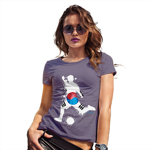 Funny T-Shirts For Women Football Soccer Silhouette South Korea Women's T-Shirt Large Plum