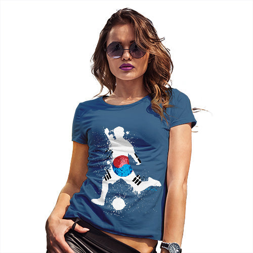 Funny T Shirts For Mom Football Soccer Silhouette South Korea Women's T-Shirt Large Royal Blue