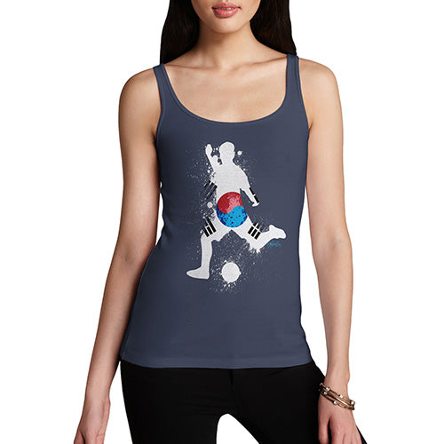 Funny Tank Top For Women Football Soccer Silhouette South Korea Women's Tank Top Small Navy