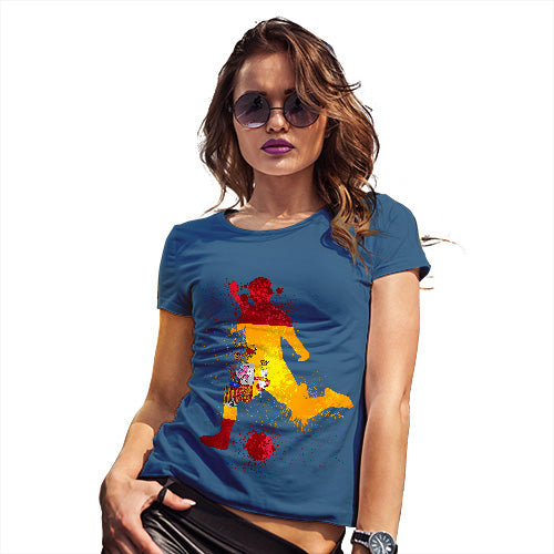 Womens Funny T Shirts Football Soccer Silhouette Spain Women's T-Shirt Small Royal Blue