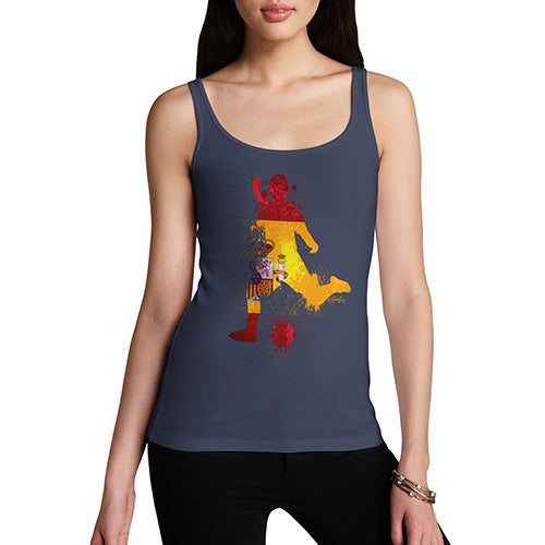 Funny Gifts For Women Football Soccer Silhouette Spain Women's Tank Top Medium Navy