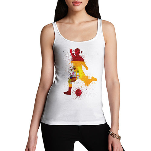 Womens Funny Tank Top Football Soccer Silhouette Spain Women's Tank Top Medium White