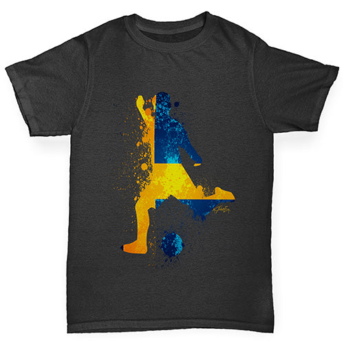 Novelty Tees For Boys Football Soccer Silhouette Sweden Boy's T-Shirt Age 5-6 Black