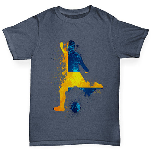 Boys Funny T Shirt Football Soccer Silhouette Sweden Boy's T-Shirt Age 7-8 Dark Grey
