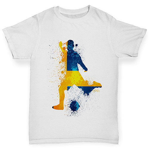 Boys novelty t shirts Football Soccer Silhouette Sweden Boy's T-Shirt Age 3-4 White