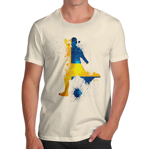 Funny Tee Shirts For Men Football Soccer Silhouette Sweden Men's T-Shirt X-Large Natural