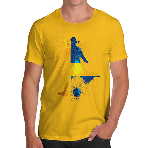 Novelty Tshirts Men Football Soccer Silhouette Sweden Men's T-Shirt Large Yellow