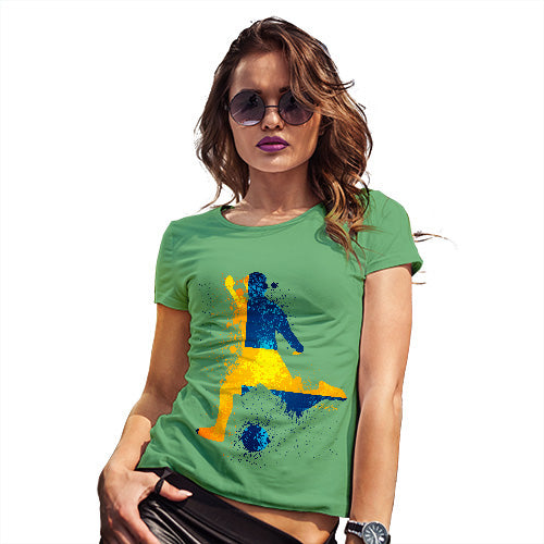 Funny T-Shirts For Women Sarcasm Football Soccer Silhouette Sweden Women's T-Shirt Medium Green