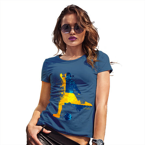 Funny T Shirts For Mom Football Soccer Silhouette Sweden Women's T-Shirt X-Large Royal Blue