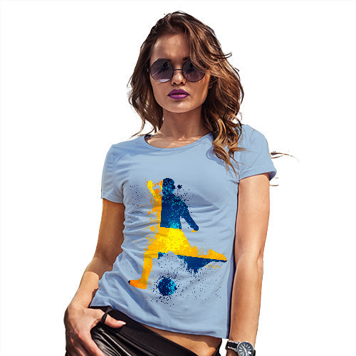 Womens Funny T Shirts Football Soccer Silhouette Sweden Women's T-Shirt Small Sky Blue