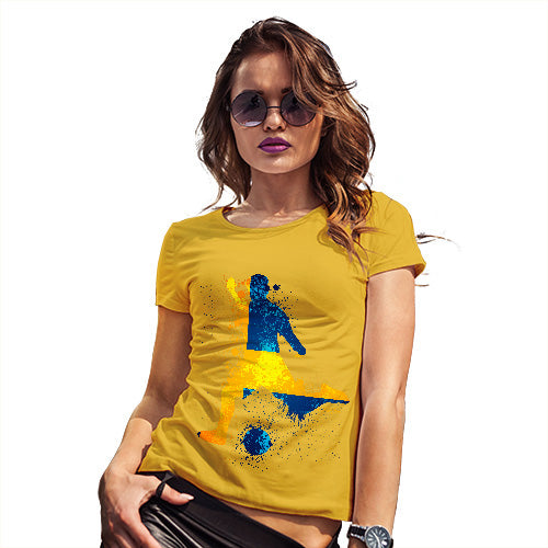 Womens Novelty T Shirt Football Soccer Silhouette Sweden Women's T-Shirt Medium Yellow