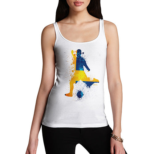 Funny Gifts For Women Football Soccer Silhouette Sweden Women's Tank Top Large White