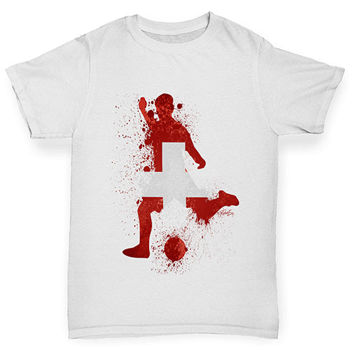 Boys Funny Tshirts Football Soccer Silhouette Switzerland Boy's T-Shirt Age 5-6 White