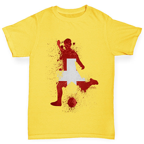 funny t shirts for boys Football Soccer Silhouette Switzerland Boy's T-Shirt Age 3-4 Yellow