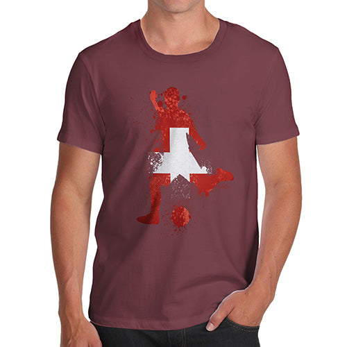 Funny T Shirts For Dad Football Soccer Silhouette Switzerland Men's T-Shirt Small Burgundy