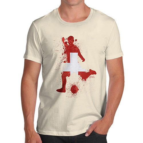 Funny T-Shirts For Guys Football Soccer Silhouette Switzerland Men's T-Shirt Small Natural