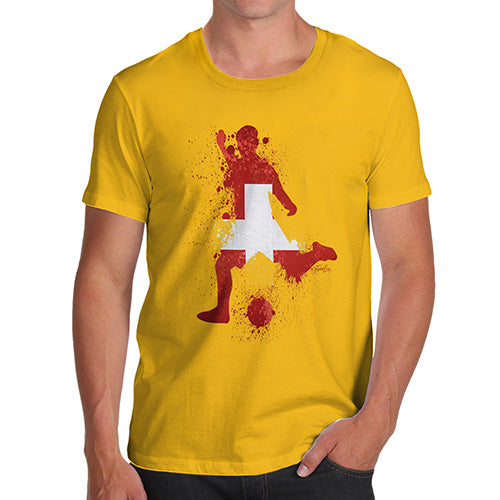 Funny Tshirts For Men Football Soccer Silhouette Switzerland Men's T-Shirt X-Large Yellow