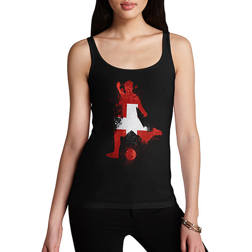 Funny Tank Top For Mom Football Soccer Silhouette Switzerland Women's Tank Top Medium Black