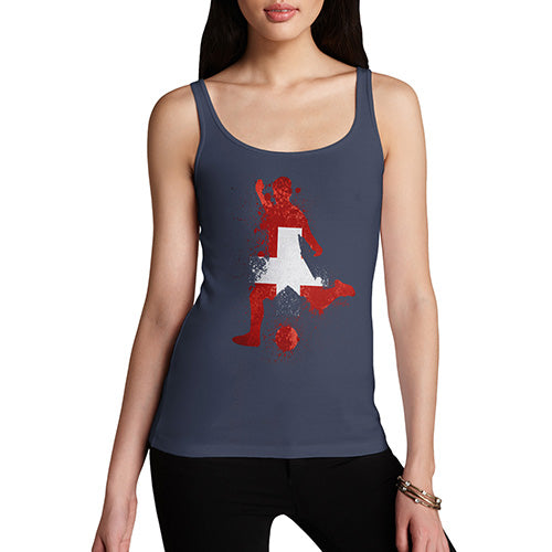 Novelty Tank Top Women Football Soccer Silhouette Switzerland Women's Tank Top Medium Navy