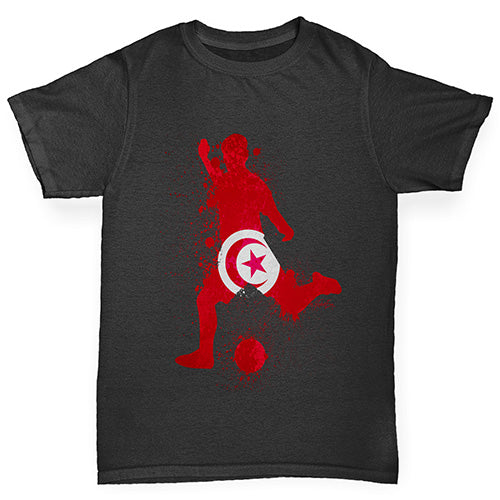 Boys novelty t shirts Football Soccer Silhouette Tunisia Boy's T-Shirt Age 9-11 Black