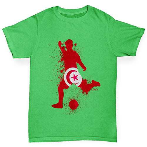 Boys Funny T Shirt Football Soccer Silhouette Tunisia Boy's T-Shirt Age 12-14 Green