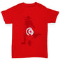 Kids Funny Tshirts Football Soccer Silhouette Tunisia Boy's T-Shirt Age 9-11 Red