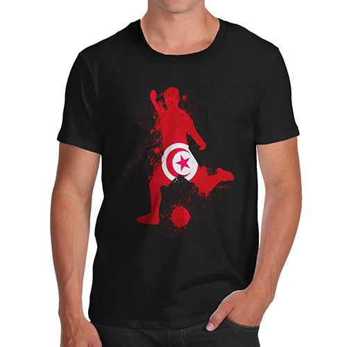 Funny Mens Tshirts Football Soccer Silhouette Tunisia Men's T-Shirt Large Black