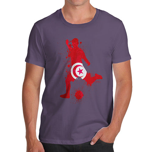 Funny T Shirts For Men Football Soccer Silhouette Tunisia Men's T-Shirt Large Plum