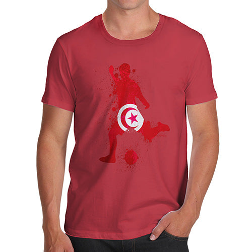 Mens Humor Novelty Graphic Sarcasm Funny T Shirt Football Soccer Silhouette Tunisia Men's T-Shirt Large Red