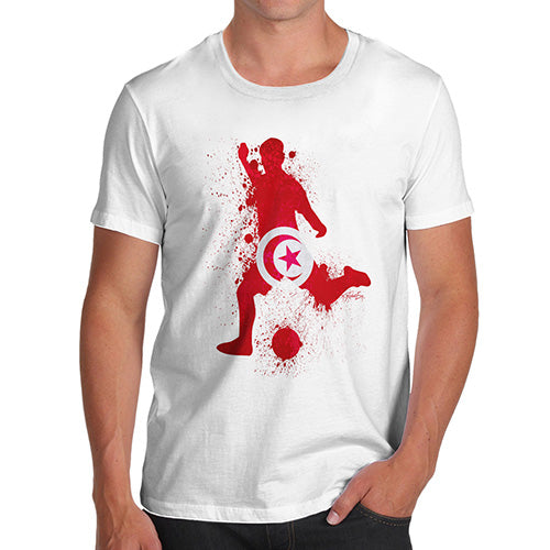 Funny Mens T Shirts Football Soccer Silhouette Tunisia Men's T-Shirt X-Large White