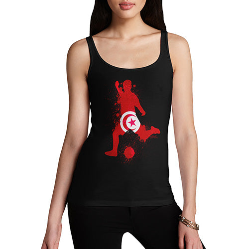 Funny Tank Tops For Women Football Soccer Silhouette Tunisia Women's Tank Top Large Black