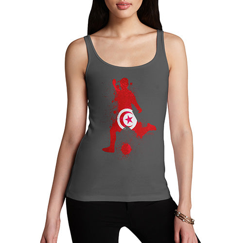 Womens Novelty Tank Top Christmas Football Soccer Silhouette Tunisia Women's Tank Top Medium Dark Grey