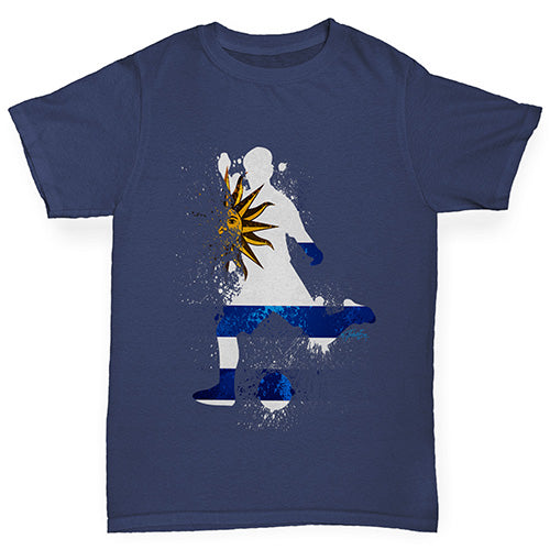 Novelty Tees For Boys Football Soccer Silhouette Uruguay Boy's T-Shirt Age 7-8 Navy