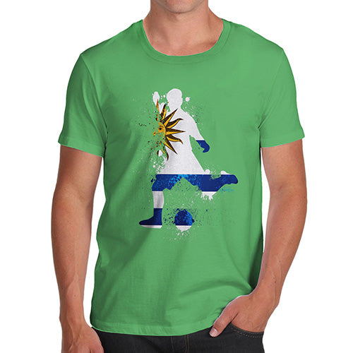 Novelty T Shirts For Dad Football Soccer Silhouette Uruguay Men's T-Shirt X-Large Green